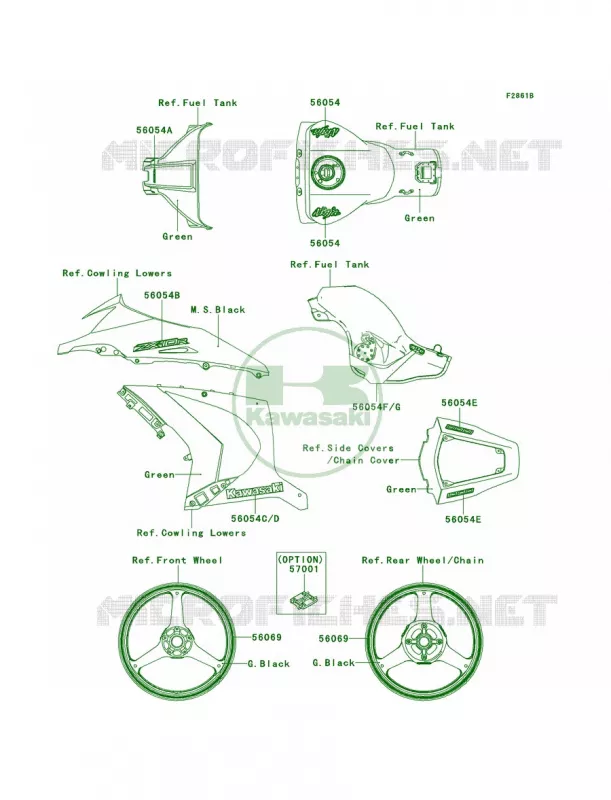 DecalsGreenJCFCAUS Kawasaki MOTOS 1000 2013 Ninja ZX-10R  ZX1000JDF