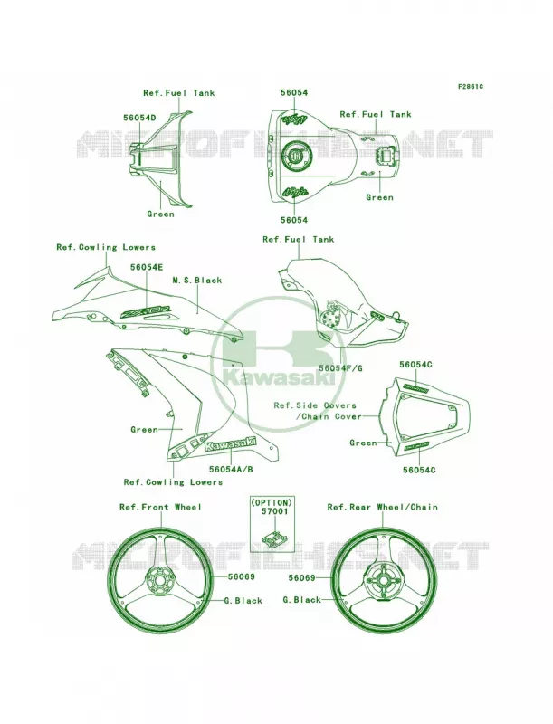 DecalsGreenJCFCN Kawasaki MOTOS 1000 2013 Ninja ZX-10R  ZX1000JDF