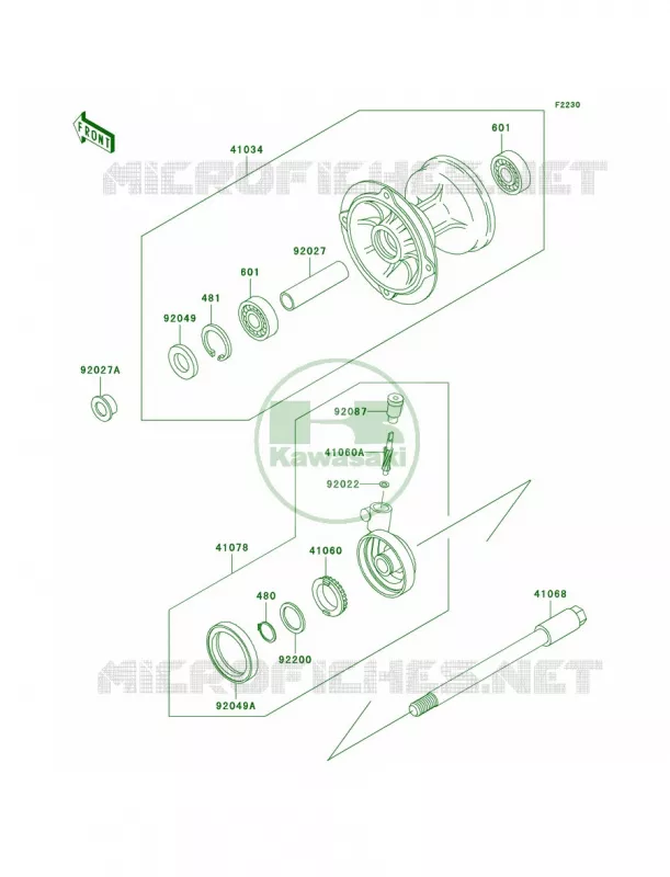 Front Hub Kawasaki MOTOS 200 2003 KDX200  KDX200-H9