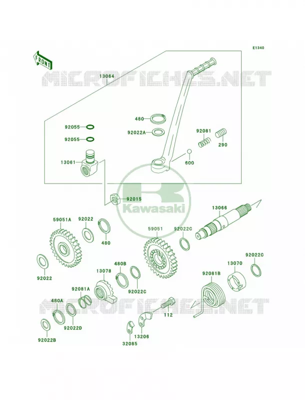 Kickstarter Mechanism Kawasaki MOTOS 200 2003 KDX200  KDX200-H9
