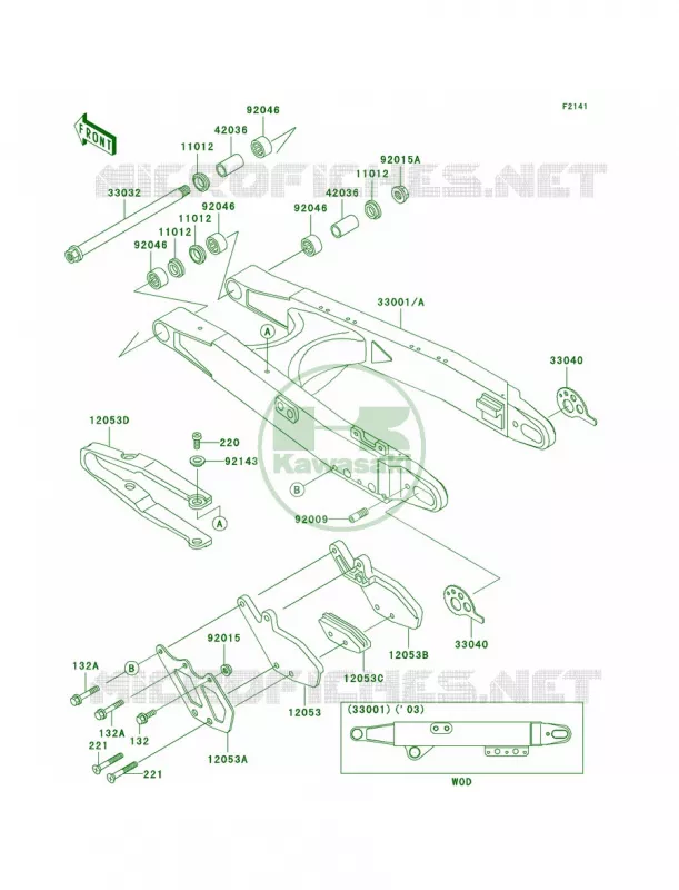 Swingarm Kawasaki MOTOS 200 2003 KDX200  KDX200-H9
