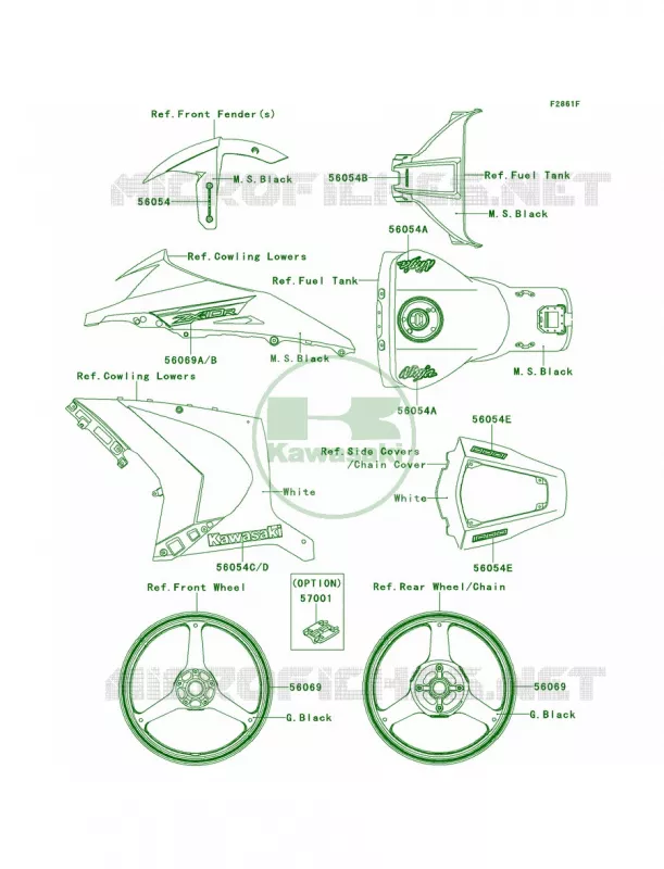 DecalsP.F.S.WhiteKDFCAUS Kawasaki MOTOS 1000 2013 Ninja ZX-10R ABS  ZX1000KDF