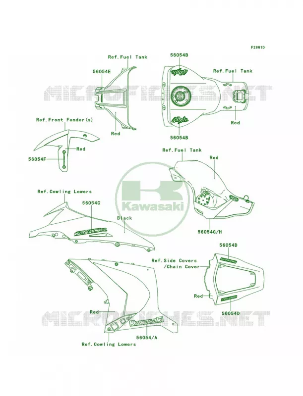 DecalsRedKCFCAUS Kawasaki MOTOS 1000 2013 Ninja ZX-10R ABS  ZX1000KDF