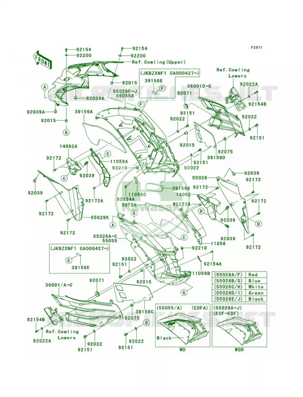 CowlingCenter Kawasaki MOTOS 1400 2013 Ninja ZX-14R  ZX1400EDF