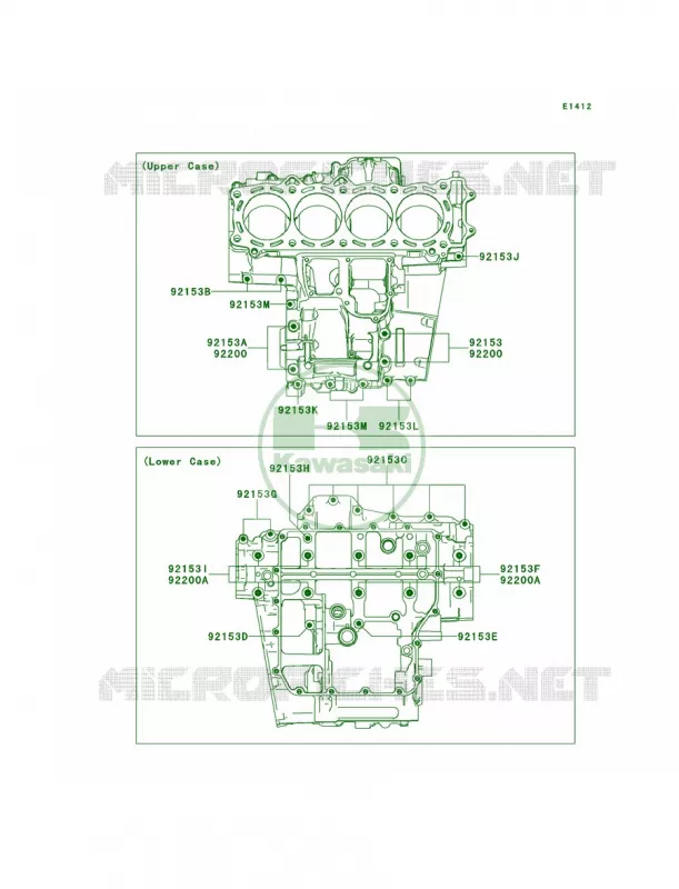 Crankcase Bolt Pattern Kawasaki MOTOS 1400 2013 Ninja ZX-14R  ZX1400EDF