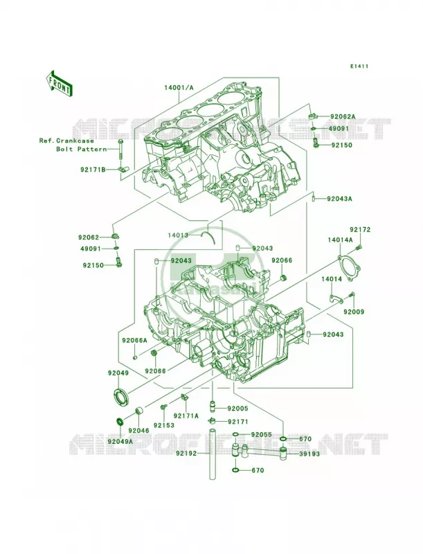 Crankcase Kawasaki MOTOS 1400 2013 Ninja ZX-14R  ZX1400EDF