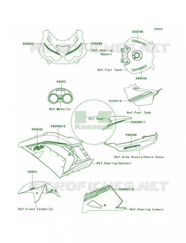 DecalsBlackEDFA Kawasaki MOTOS 1400 2013 Ninja ZX-14R  ZX1400EDF