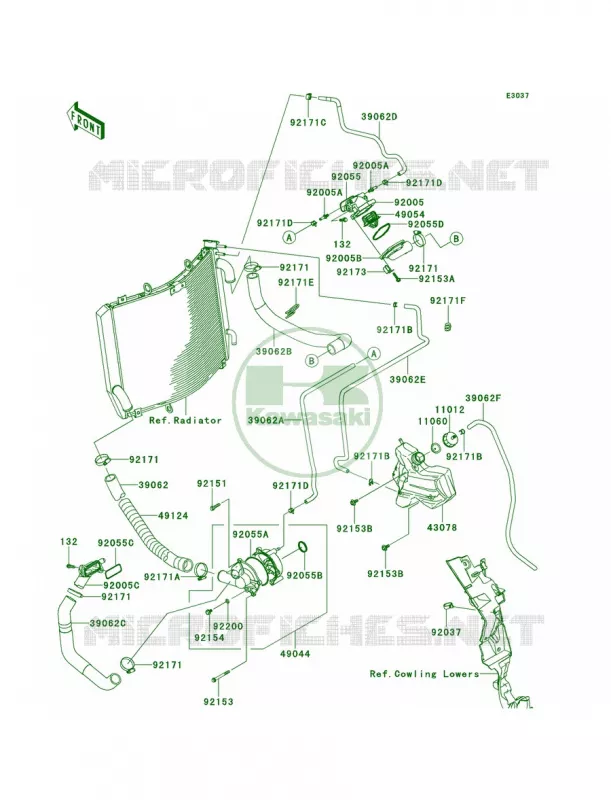 Water Pipe Kawasaki MOTOS 1400 2013 Ninja ZX-14R  ZX1400EDF