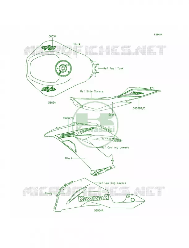 DecalsBlackEDF Kawasaki MOTOS 636 2013 Ninja ZX-6R   ZX636EDF