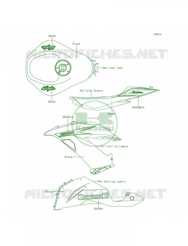 DecalsBlackEDF Kawasaki MOTOS 636 2013 Ninja ZX-6R   ZX636EDF
