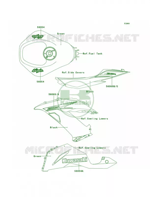 DecalsGreen Kawasaki MOTOS 636 2013 Ninja ZX-6R   ZX636EDF