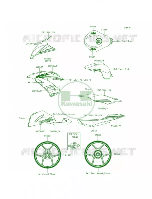 DecalsGreenEFFA Kawasaki MOTOS 636 2013 Ninja ZX-6R   ZX636EDF