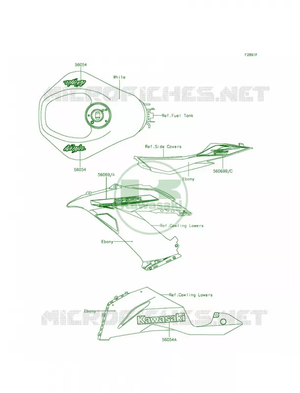 DecalsP.F.C.WhiteEEFCAUS Kawasaki MOTOS 636 2013 Ninja ZX-6R   ZX636EDF