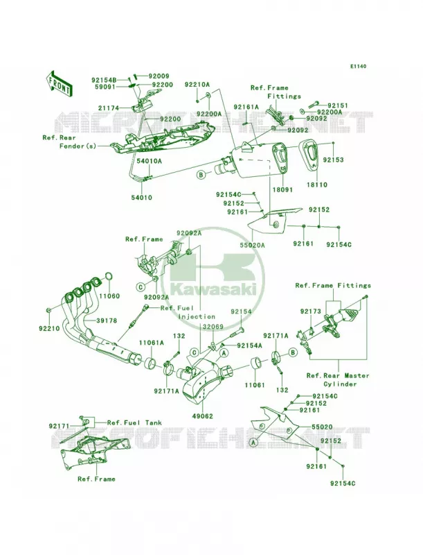 Mufflers Kawasaki MOTOS 636 2013 Ninja ZX-6R   ZX636EDF