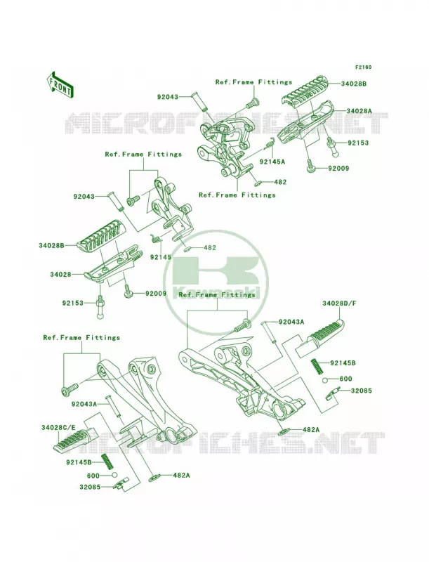 Footrests Kawasaki MOTOS 1400 2012 Ninja ZX-14R  ZX1400ECF