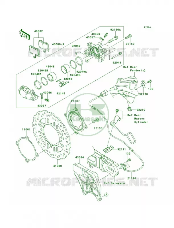 Rear Brake Kawasaki MOTOS 1400 2012 Ninja ZX-14R  ZX1400ECF