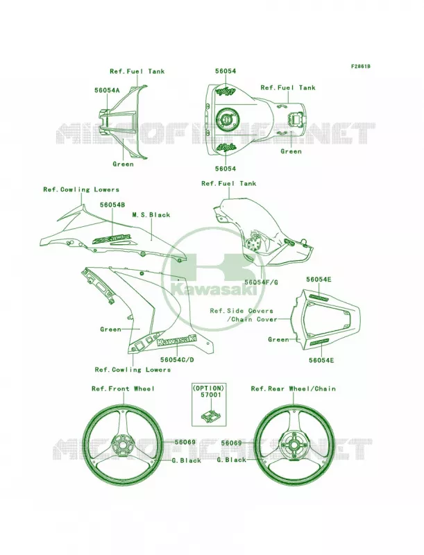 DecalsGreenJCFCAUS Kawasaki MOTOS 1000 2012 Ninja ZX-10R  ZX1000JCF