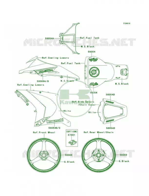 DecalsP.F.S.WhiteJDF Kawasaki MOTOS 1000 2012 Ninja ZX-10R  ZX1000JCF