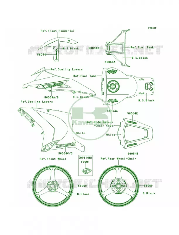 DecalsP.F.S.WhiteKDFCAUS Kawasaki MOTOS 1000 2012 Ninja ZX-10R ABS  ZX1000KCF