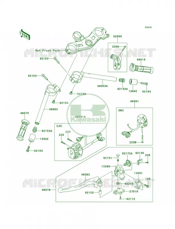 Handlebar Kawasaki MOTOS 1000 2012 Ninja ZX-10R ABS  ZX1000KCF