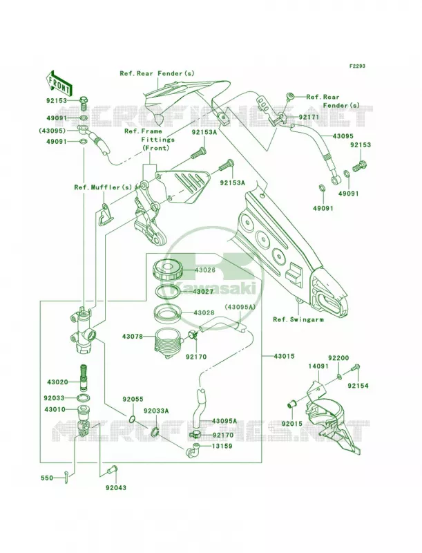 Rear Master Cylinder Kawasaki MOTOS 600 2012 Ninja ZX-6R  ZX600RCF