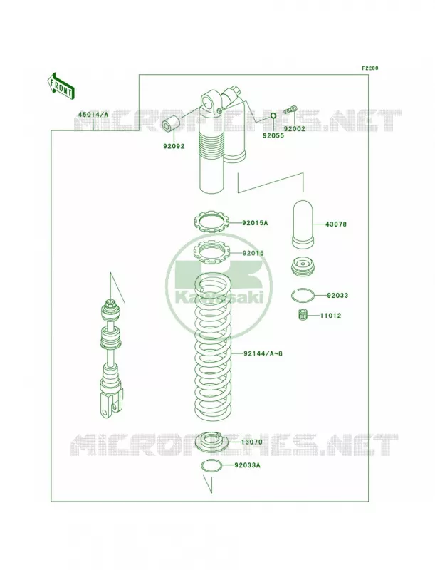 Shock Absorbers Kawasaki MOTOS 220 2003 KDX220R  KDX220-A10