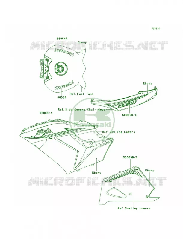 DecalsEbonyCBF Kawasaki MOTOS 1400 2011 Ninja ZX-14  ZX1400CBF