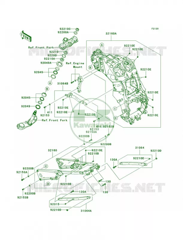 Frame Kawasaki MOTOS 1400 2011 Ninja ZX-14  ZX1400CBF
