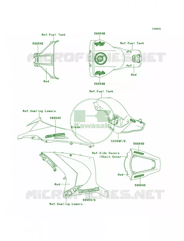 DecalsRedJCF Kawasaki MOTOS 1000 2011 Ninja ZX-10R  ZX1000JBF