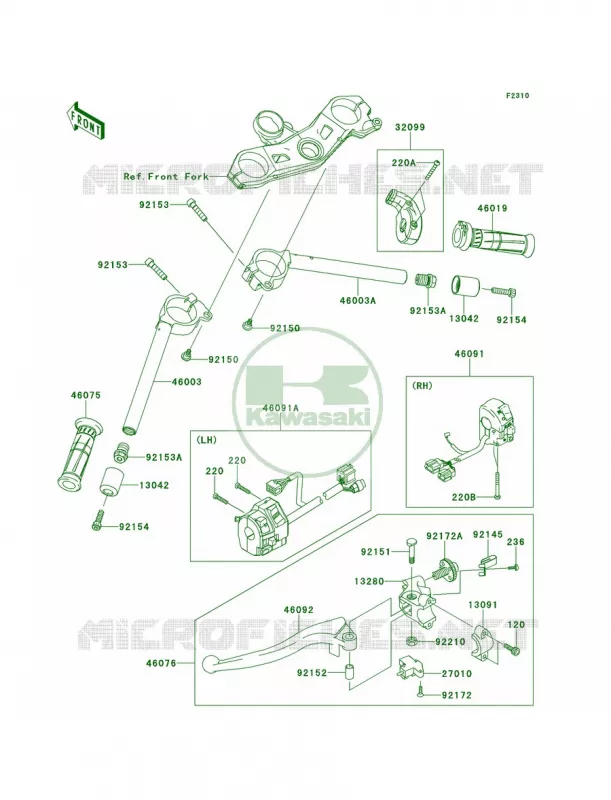 Handlebar Kawasaki MOTOS 1000 2011 Ninja ZX-10R  ZX1000JBF
