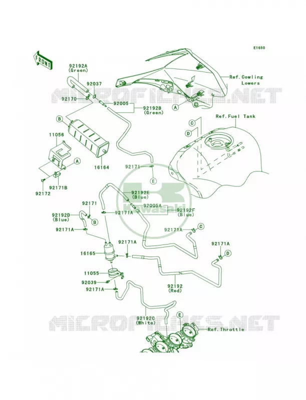 Fuel Evaporative SystemCA Kawasaki MOTOS 1000 2011 Ninja ZX-10R ABS  ZX1000KBF