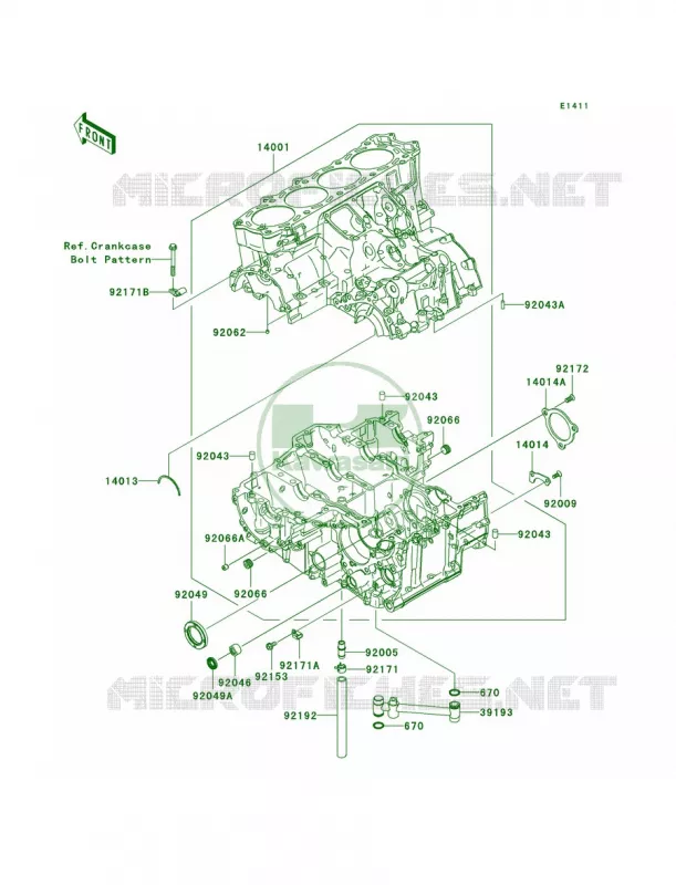 Crankcase Kawasaki MOTOS 1400 2010 Ninja ZX-14  ZX1400CAF