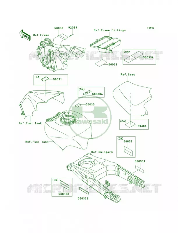 Labels Kawasaki MOTOS 1400 2010 Ninja ZX-14  ZX1400CAF