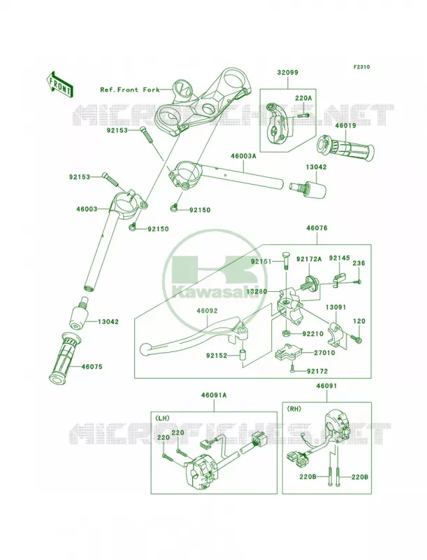Handlebar Kawasaki MOTOS 1000 2010 Ninja ZX-10R  ZX1000FAF