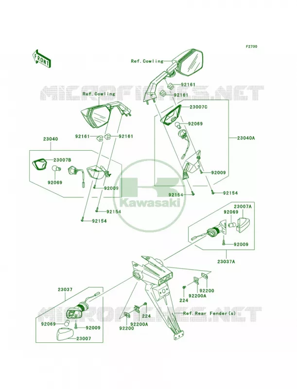 Turn Signals Kawasaki MOTOS 1000 2010 Ninja ZX-10R  ZX1000FAF