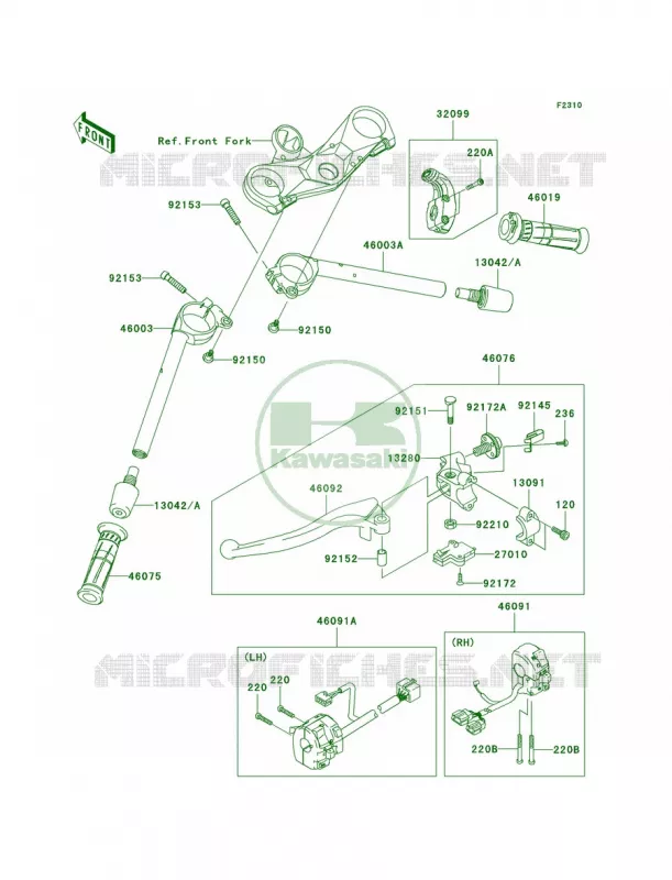 Handlebar Kawasaki MOTOS 1000 2009 Ninja ZX-10R  ZX1000E9F