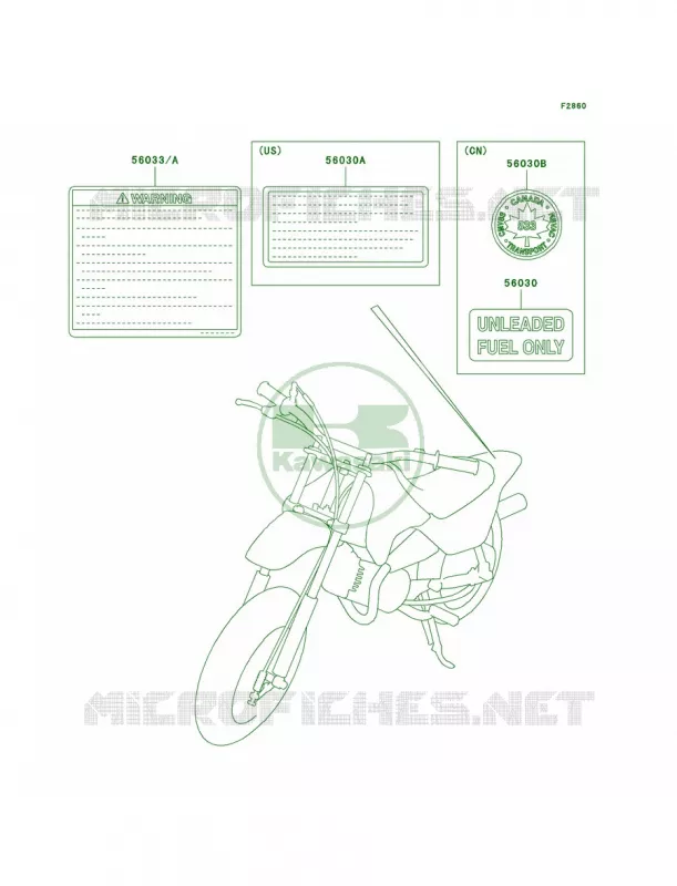 Labels Kawasaki MOTOS 50 2003 KDX50  KDX50-A1