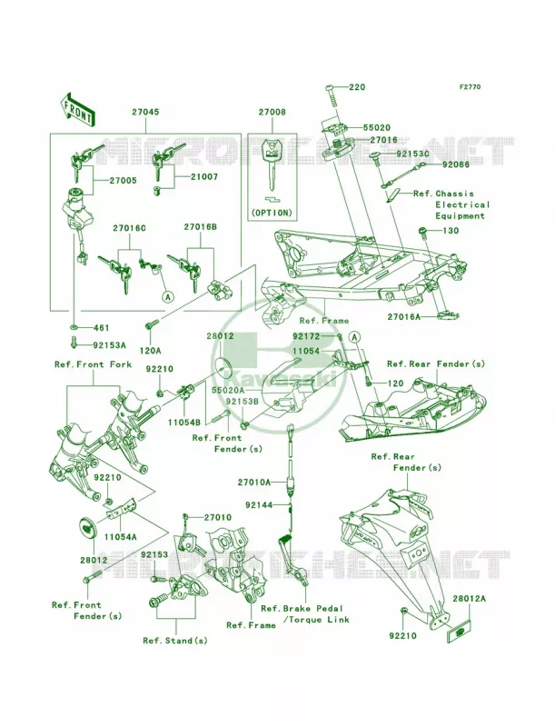 Ignition SwitchLocksReflectors Kawasaki MOTOS 1400 2008 Ninja ZX-14  ZX1400C8F