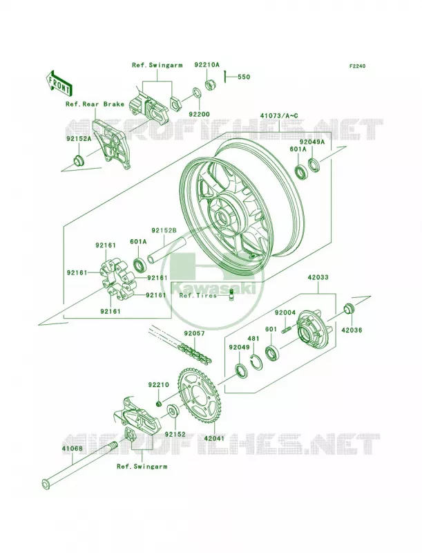 Rear WheelChain Kawasaki MOTOS 1400 2008 Ninja ZX-14  ZX1400C8F