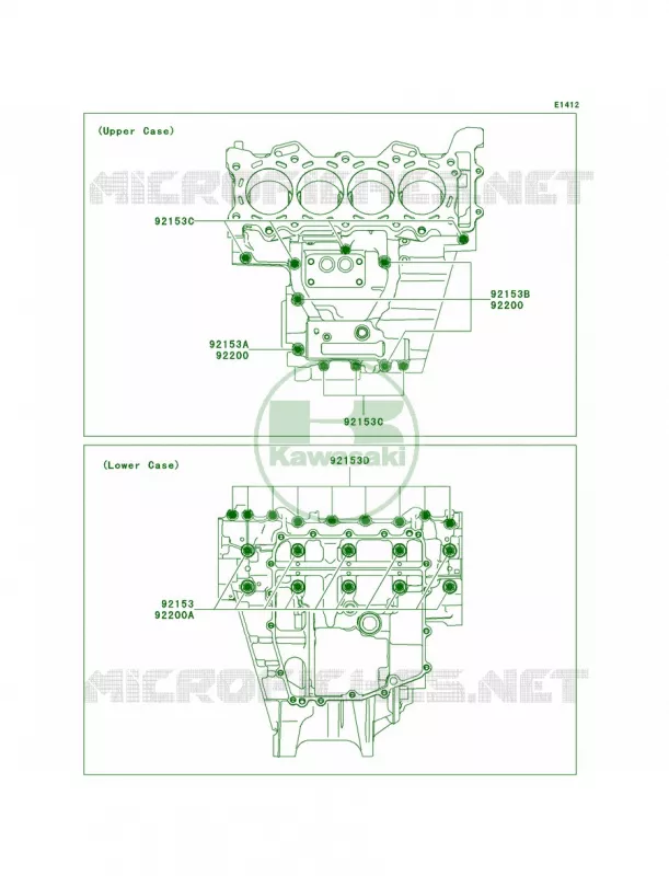 Crankcase Bolt Pattern Kawasaki MOTOS 600 2008 Ninja ZX-6R  ZX600P8F