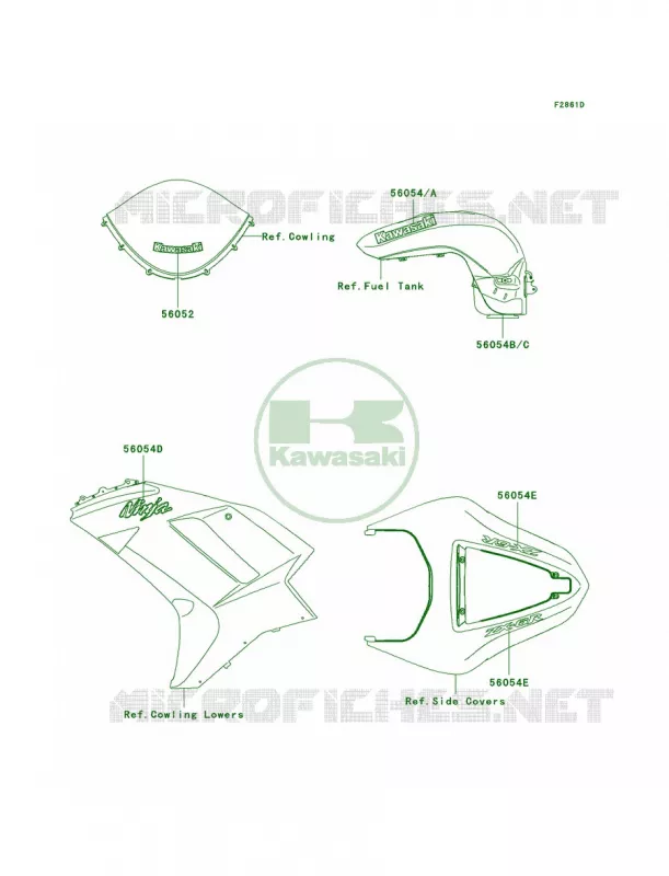 DecalsBlueP8F Kawasaki MOTOS 600 2008 Ninja ZX-6R  ZX600P8F