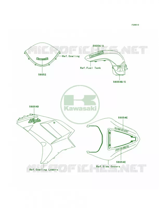 DecalsBlueP8F Kawasaki MOTOS 600 2008 Ninja ZX-6R  ZX600P8F