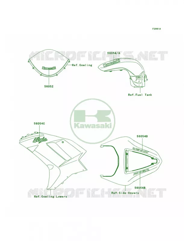DecalsEbonyP7F Kawasaki MOTOS 600 2008 Ninja ZX-6R  ZX600P8F