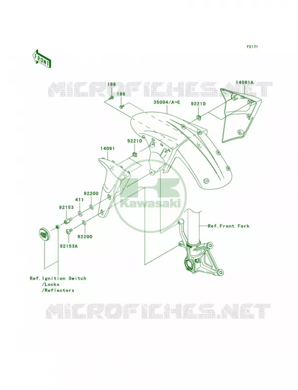 Front Fenders Kawasaki MOTOS 600 2008 Ninja ZX-6R   ZX600P8FA