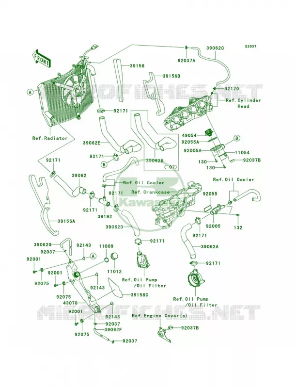 Water Pipe Kawasaki MOTOS 600 2008 Ninja ZX-6R   ZX600P8FA