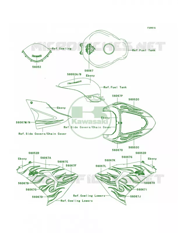 DecalsEbonyD7FA Kawasaki MOTOS 1000 2007 Ninja ZX-10R  ZX1000D7FA
