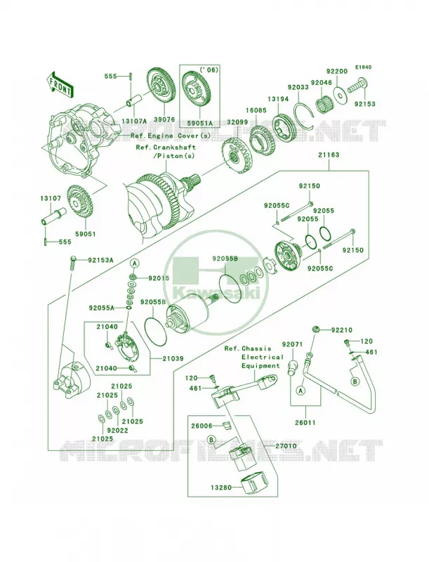 Starter Motor Kawasaki MOTOS 1000 2007 Ninja ZX-10R  ZX1000D7FA