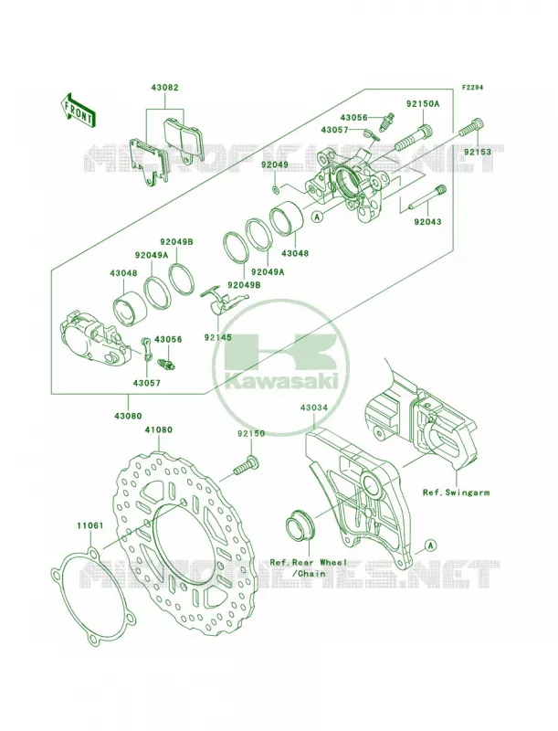 Rear Brake Kawasaki MOTOS 1400 2007 Ninja ZX-14  ZX1400A7F