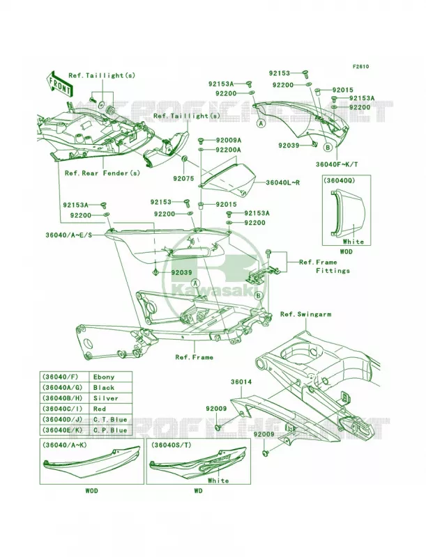 Side CoversChain Cover Kawasaki MOTOS 1400 2007 Ninja ZX-14  ZX1400A7F