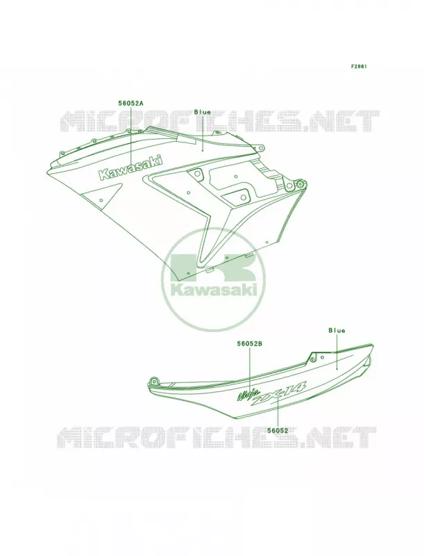 DecalsBlueA6F Kawasaki MOTOS 1400 2007 Ninja ZX-14  ZX1400A7FA